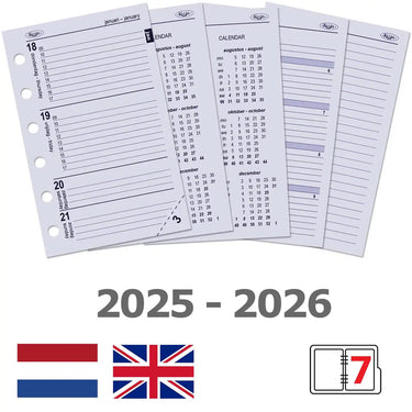 6237-25-26 125 x 80 mm Tasche Agenda Einlage Wöchentlich NL EN 2026